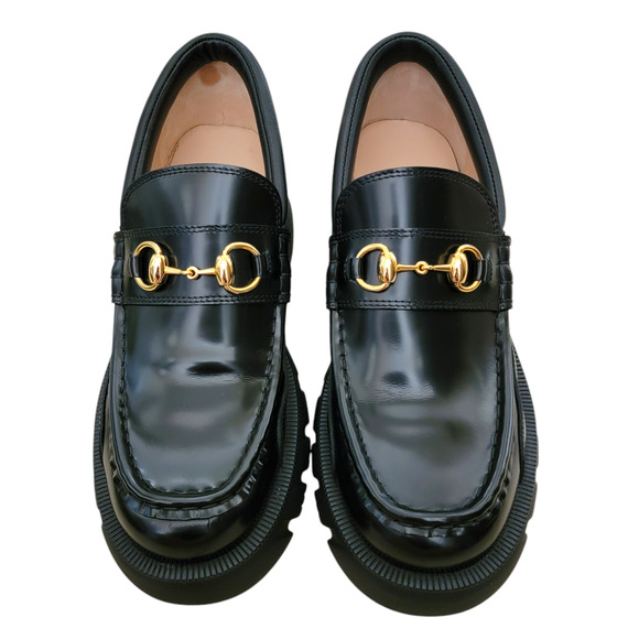 Gucci Black Horsebit Magnum Leather Lug Sole Loafer 9 39 656869 - Picture 3 of 15